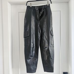 Wilfred Black Straight Leg Leather Pants